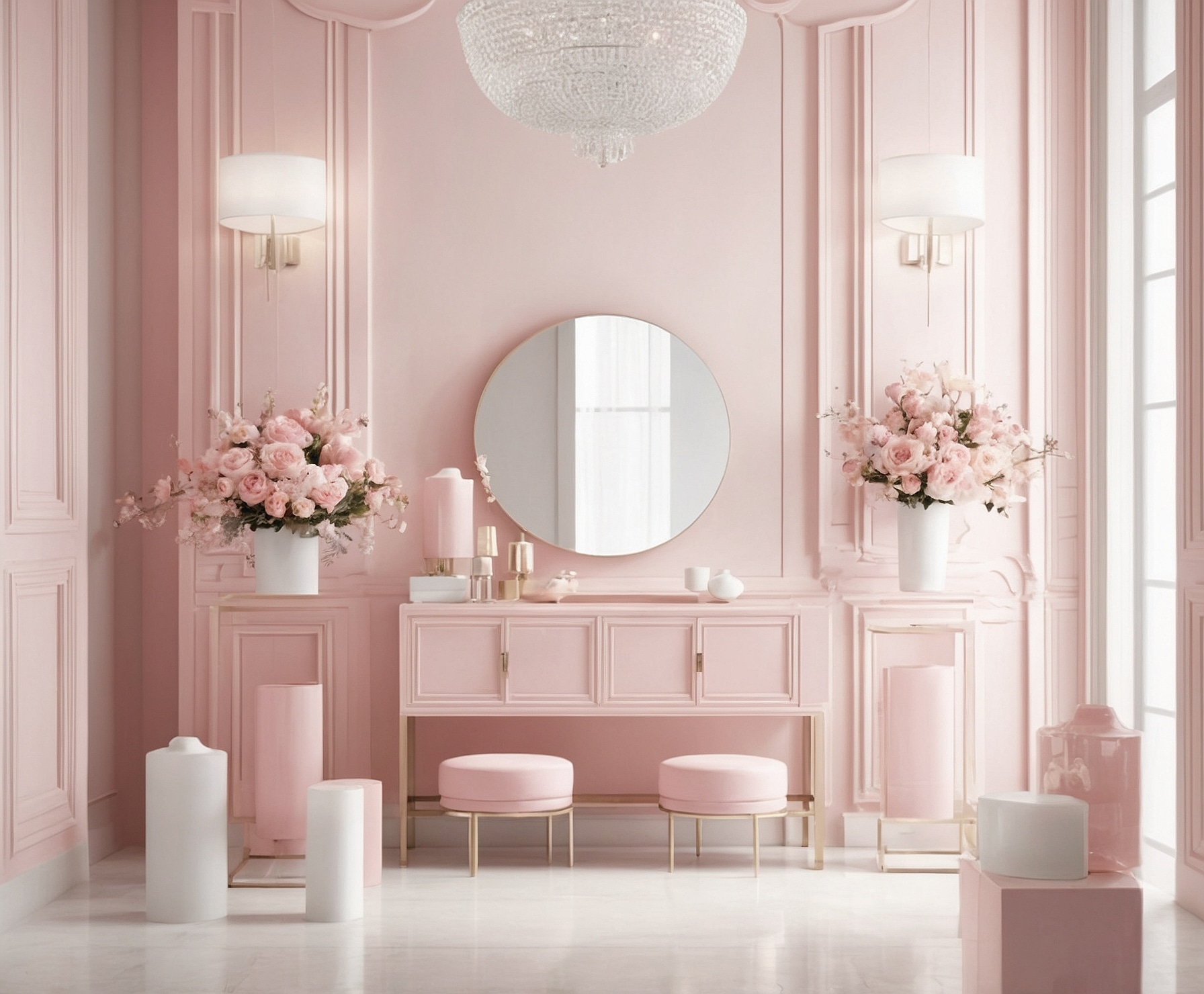 Renovación estética en salón de belleza rosado