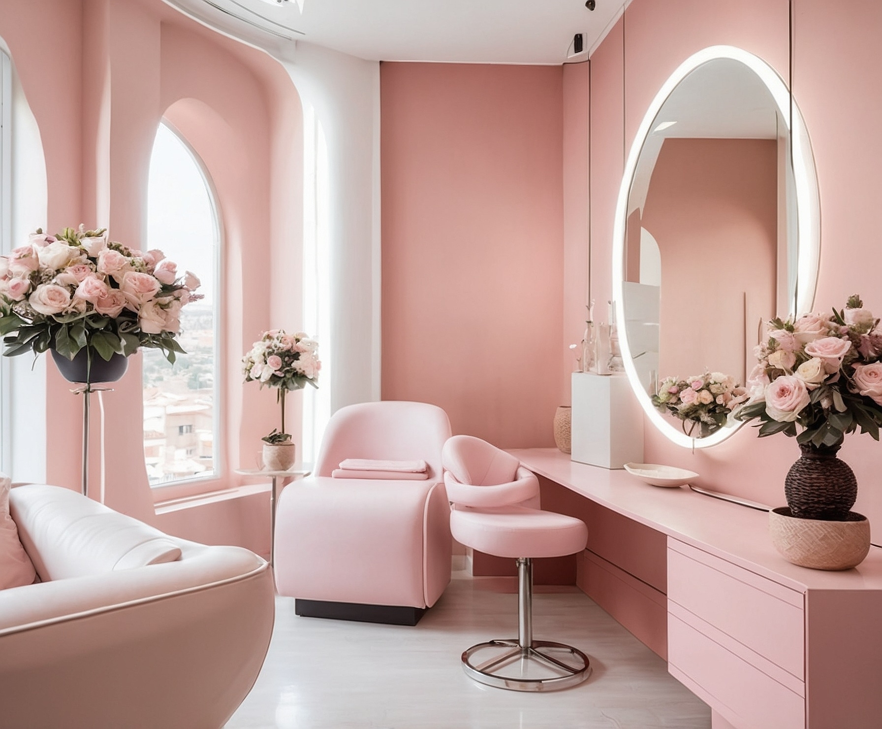 Transformación de belleza en salones acogedores